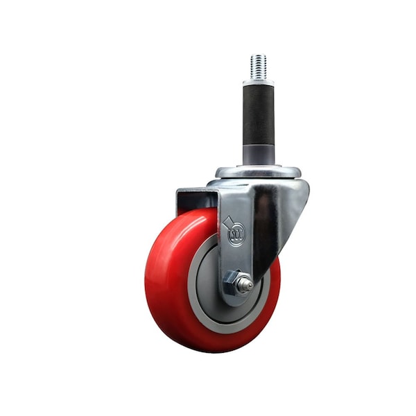 3.5'' Red Poly Wheel Swivel 1'' Expanding Stem Caster